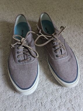 SeaVees Men’s Brown Canvas Low-Top Sneakers with Cream Sole